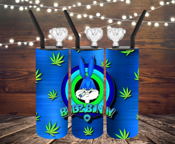 Budz Bunny, blue with marijuana leaves